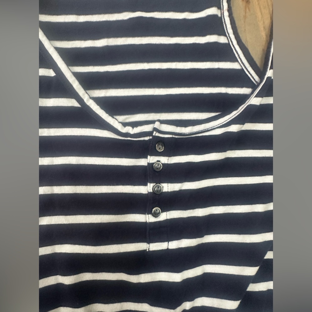 GAP Love Navy and White Striped Henley Romper - Picture 5 of 6